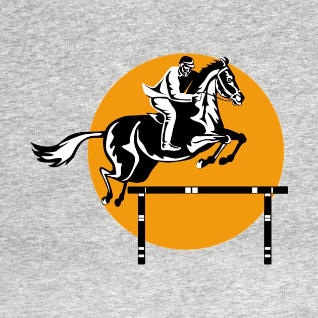 Equestrian on Horse Show Jumping Retro by retrovectors